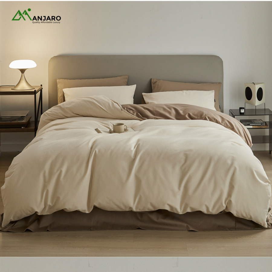 Heanna 100S Brushed Cotton Bedding Set – 4-Piece Pure Cotton Sheets & Duvet Cover, Cozy Autumn/Winter Luxury(shipping fee included)