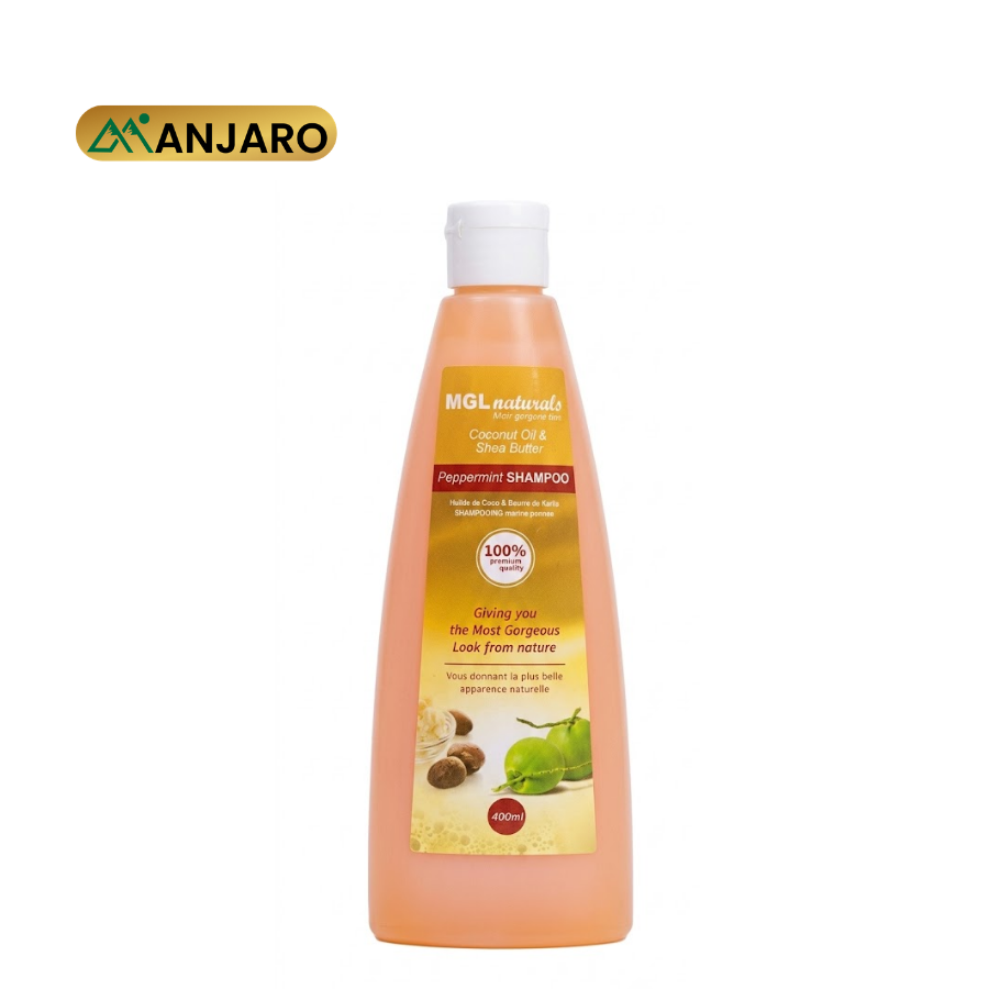 MGL Coconut Oil Shea Butter Peppermint Shampoo 400ml – Moisturizing Hair Cleanser for Scalp Care & Healthy Hair