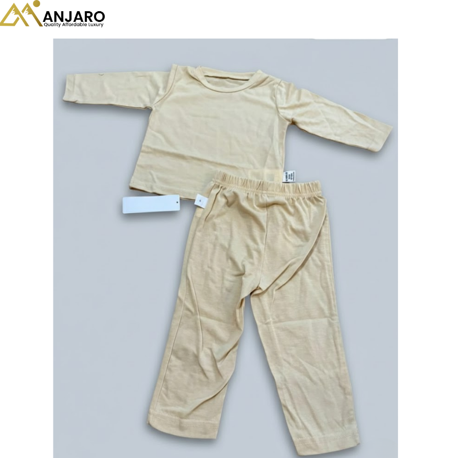 Baby Cream Long Sleeve Top & Pants Set – 2 Piece Outfit (6–12 Months)