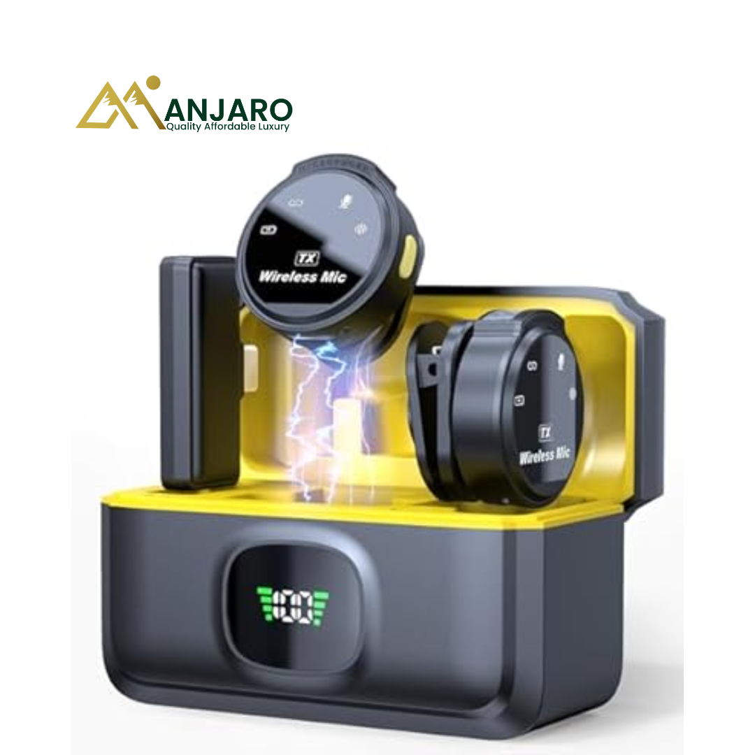 Professional Wireless Lavalier Microphone 2-Pack – 60H Battery, Noise Canceling & 4 Pickup Modes with Charging Case