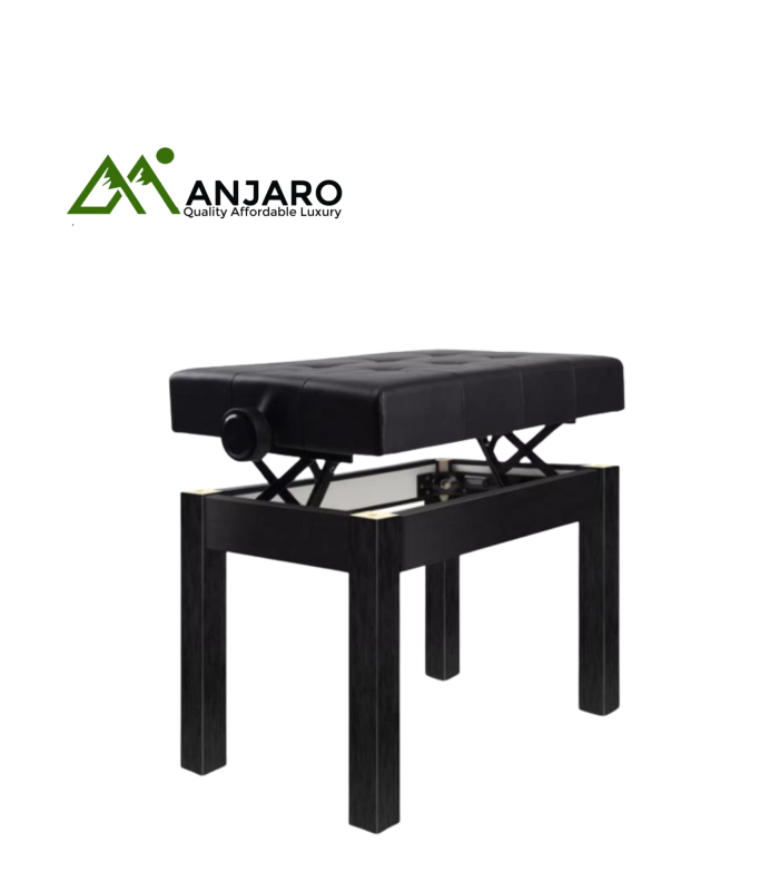 Asanasi Adjustable Height Piano Seat – 44–54cm | Matte Iron Frame, PU Leather Comfort & 100kg Load Capacity