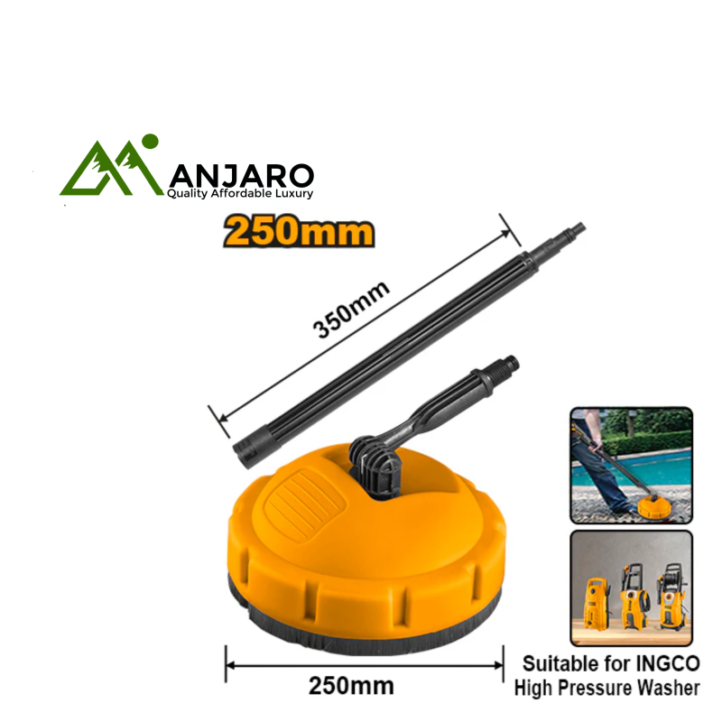 AMPB251 250mm Patio Brush – Durable PP/PA66 Cleaning Head with 400mm Extension Rod for High Pressure Washers