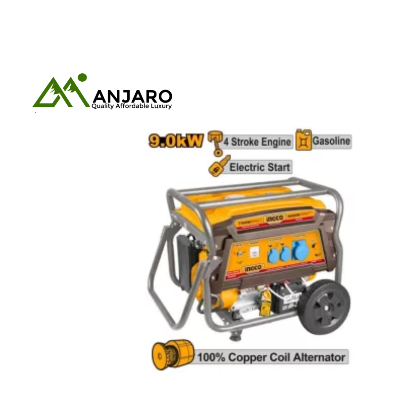 GE90006 9.0kW Gasoline Generator – 4-Stroke OHV Engine, Recoil + Electric Start, 25L Tank