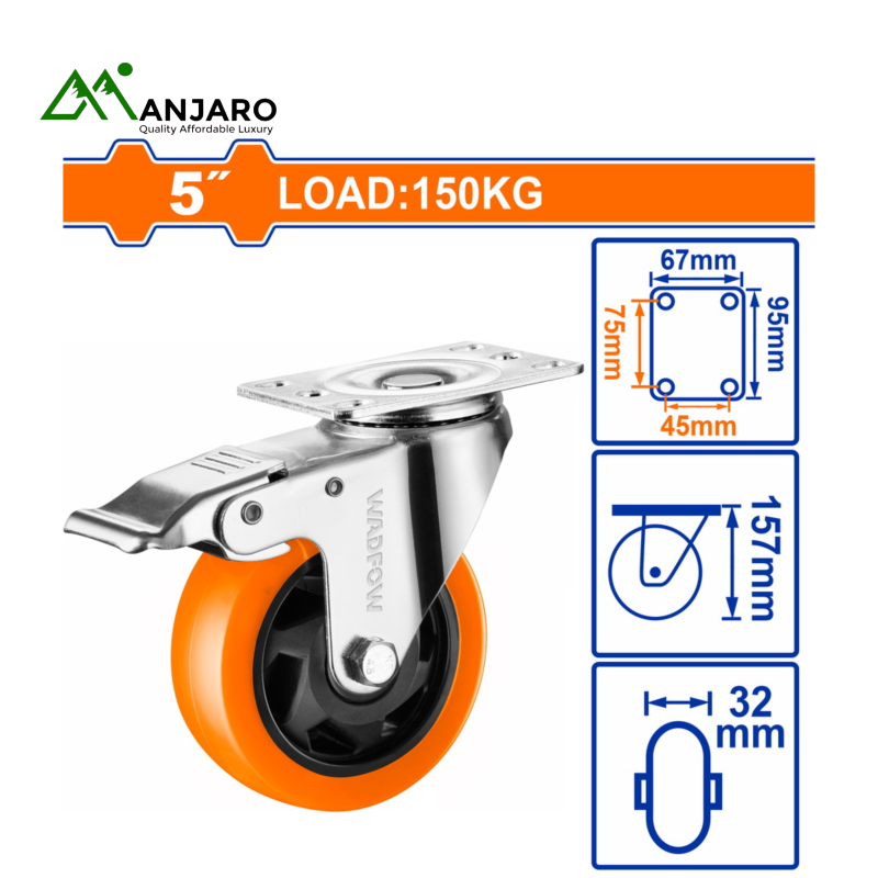 WJL2353 5-Inch Swivel Caster Wheel with Brake