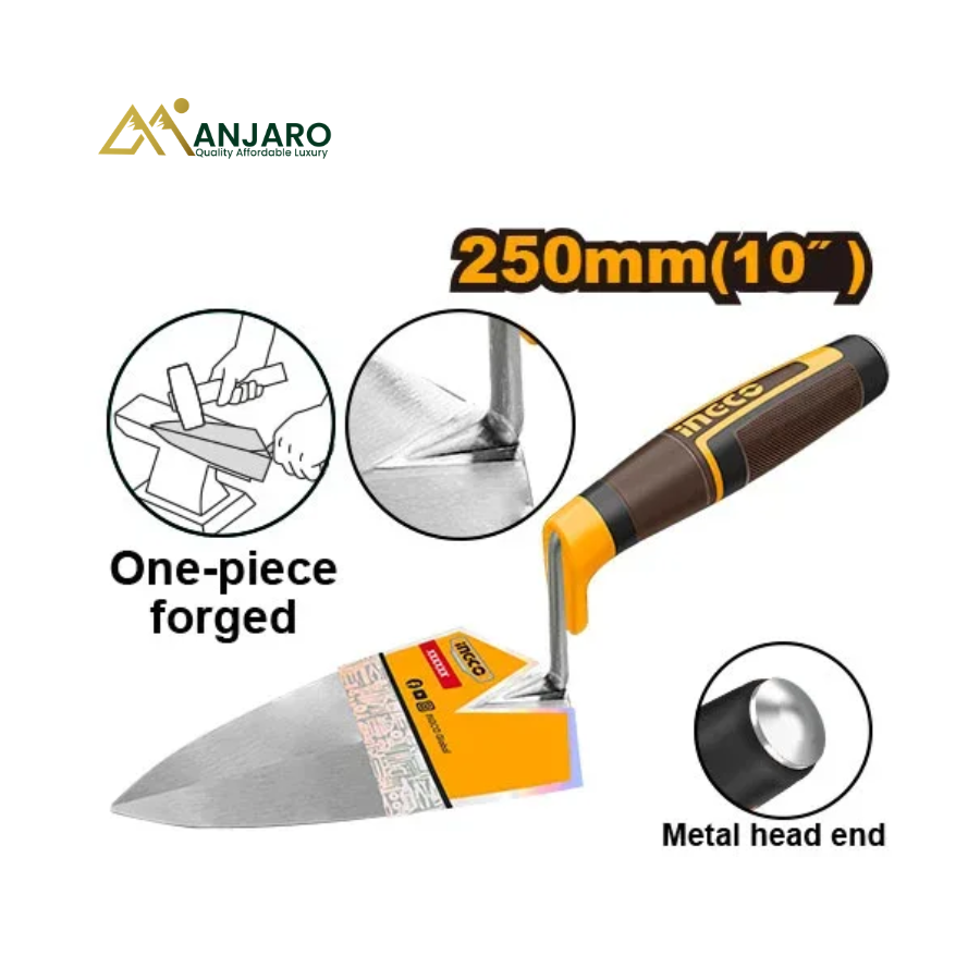INGCO Integrated Forged Bricklaying Trowel – 250mm (10") – Forged Steel Blade HBT910