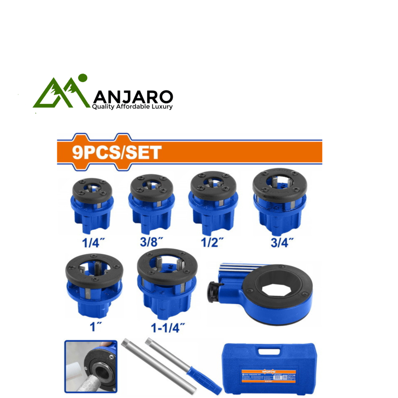 Wadfow  Pipe Threading Set – 9 Pcs WJK1D61