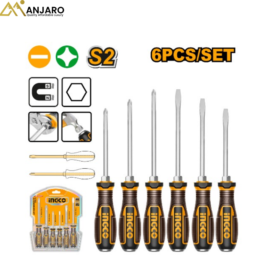 INGCO  6 Pcs Go-Through Screwdriver Set HGTST0608
