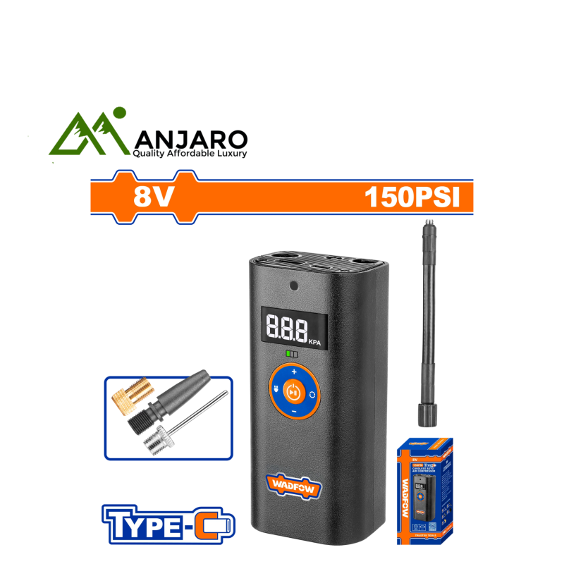 Wadfow Cordless Auto Air Compressor – 8V WAAM572