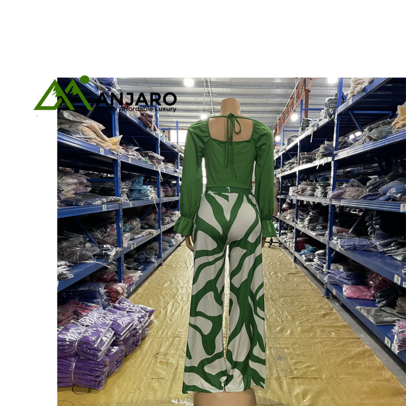 Two Piece Set – Printed Top & Wide-Leg Pants for Women | Casual Daily Wear Outfit