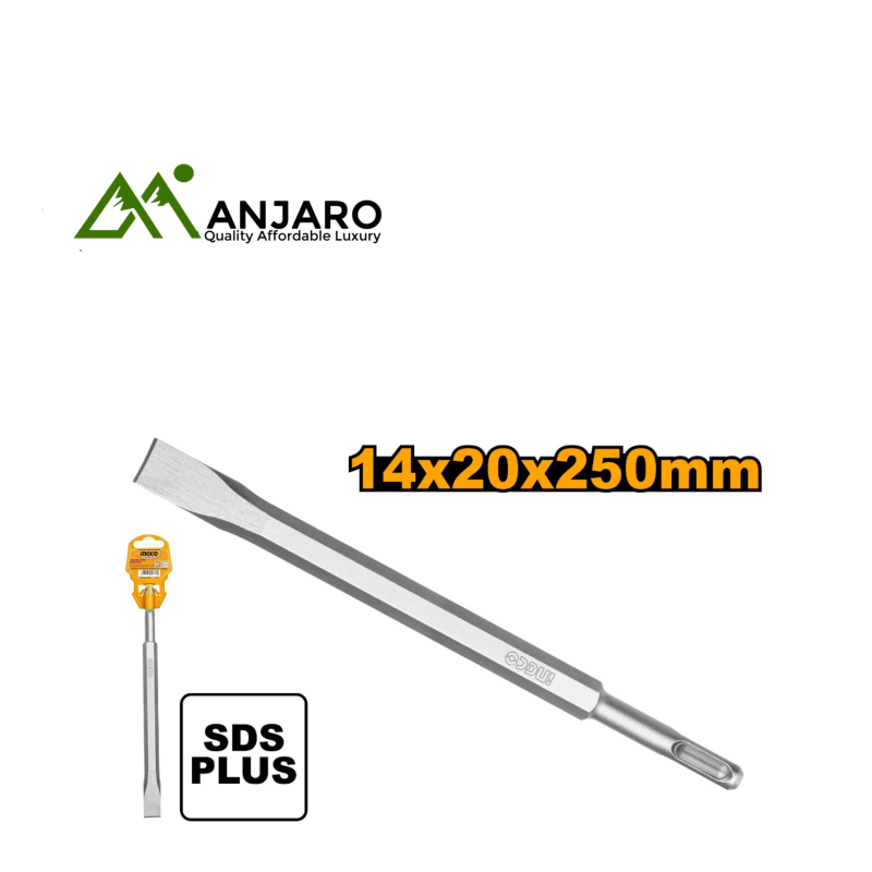 Ingco SDS Plus Chisel – 14x250x20mm Flat Tip DBC0122501