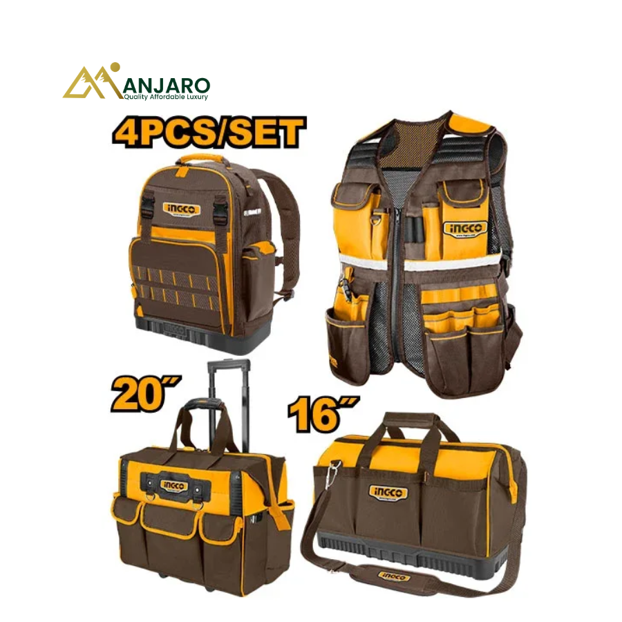 Ingco Tool Backpack 1680D Oxford Fabric 12kg Heavy Duty Work Bag COS230914