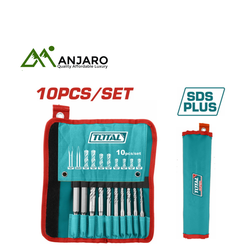 Total 10 Pcs hammer drill bits and chisels set TACSD19101