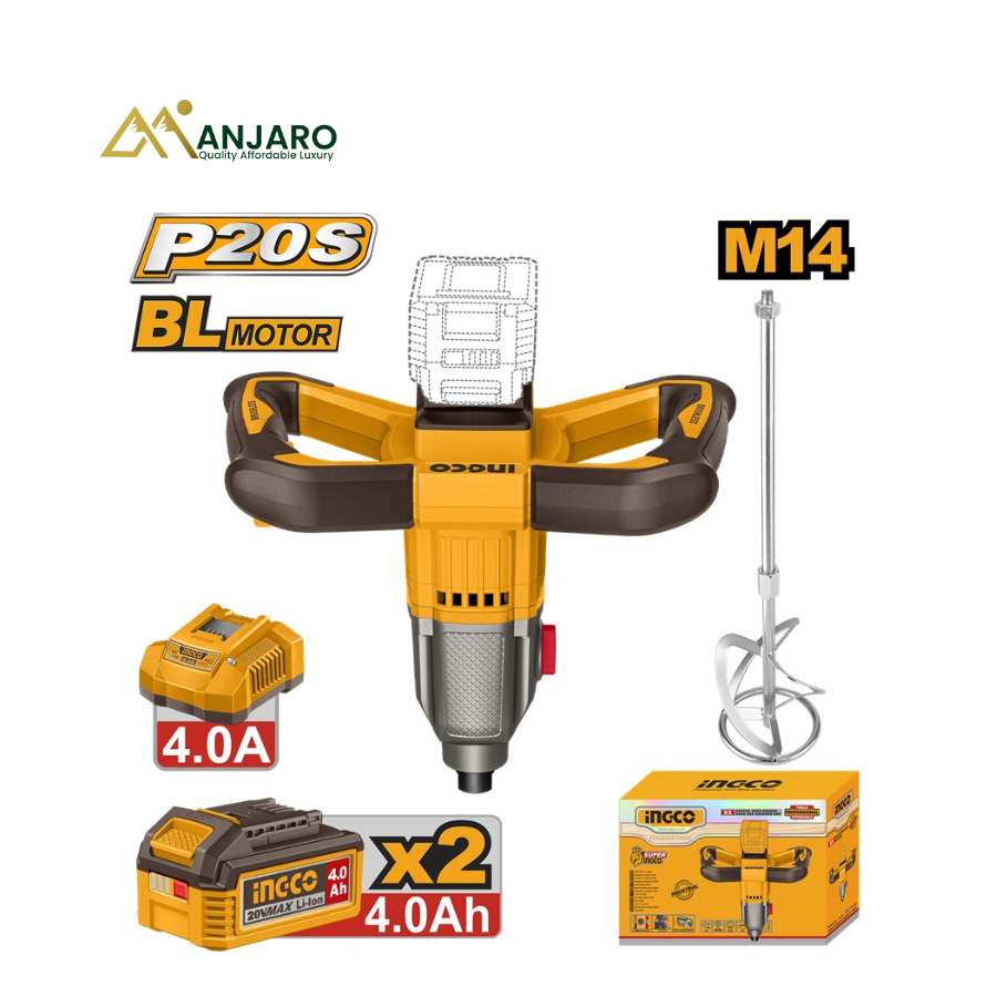 Ingco Cordless Mixer – 20V Variable Speed Construction Mixer MXLI20162