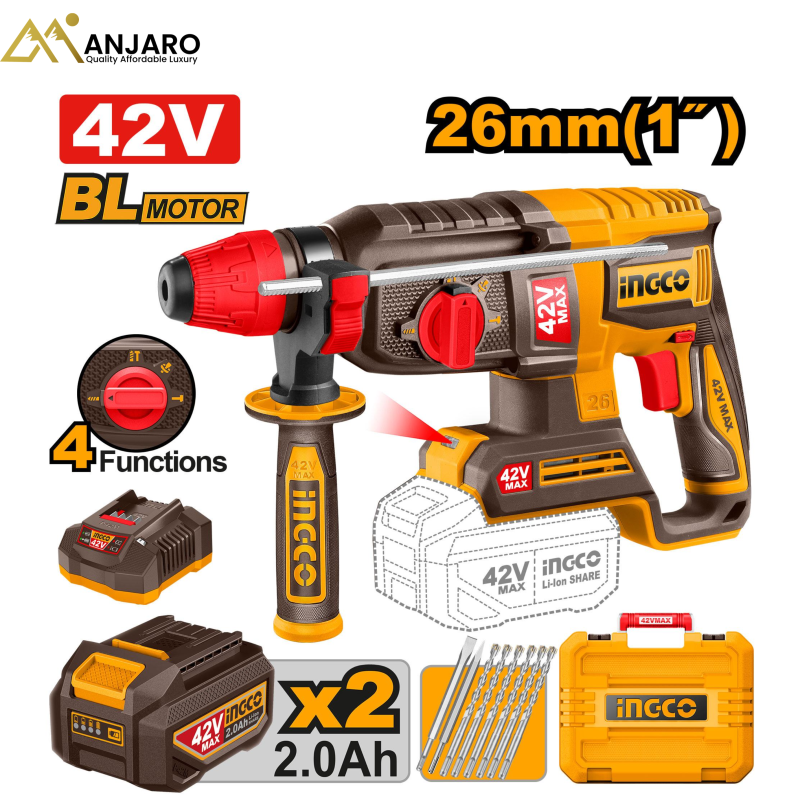 INGCO  Cordless Rotary Hammer 42V CRHLI422682