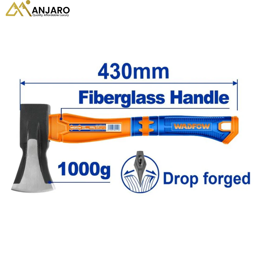 Wadfow Aircraft Axe – 1000g Drop-Forged Carbon Steel with Fiberglass Handle WHM6321