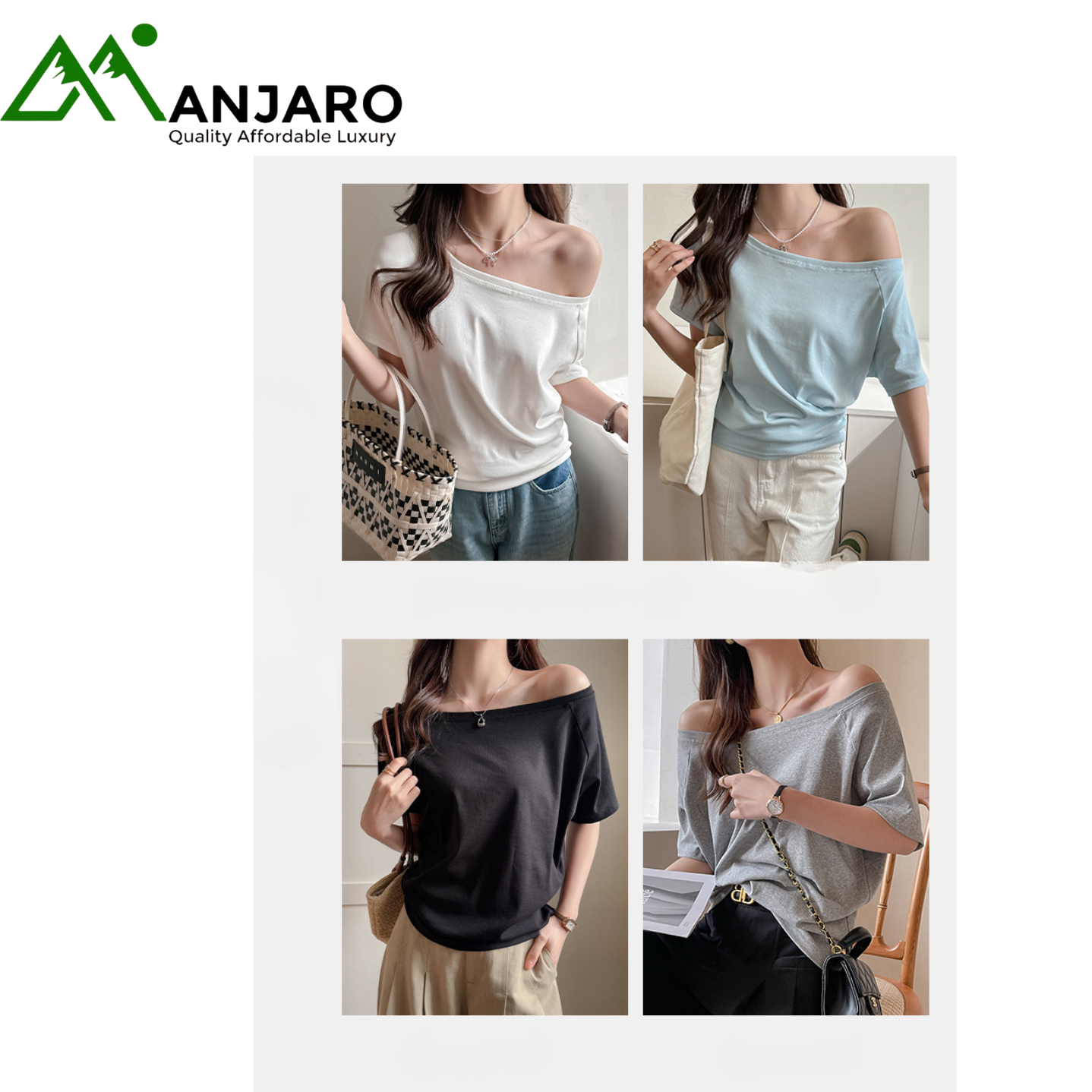 Off-the-Shoulder Loose-Fit Women’s T-Shirt (Shipping fee included)