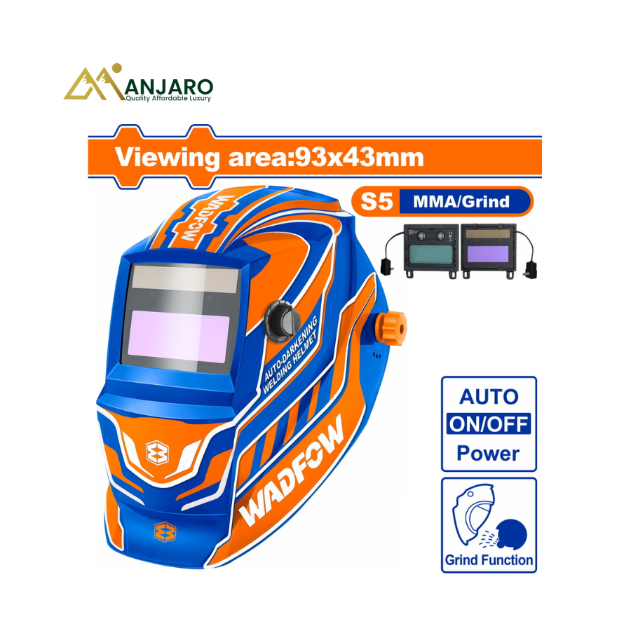 WADFOW Auto-Darkening Welding Helmet – Solar Powered Welding Mask with Grinding Mode WWH3502