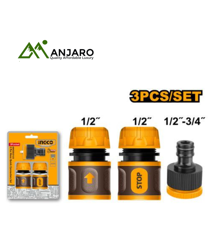 Ingco 3 Pcs hose quick connectors set HHCS03122