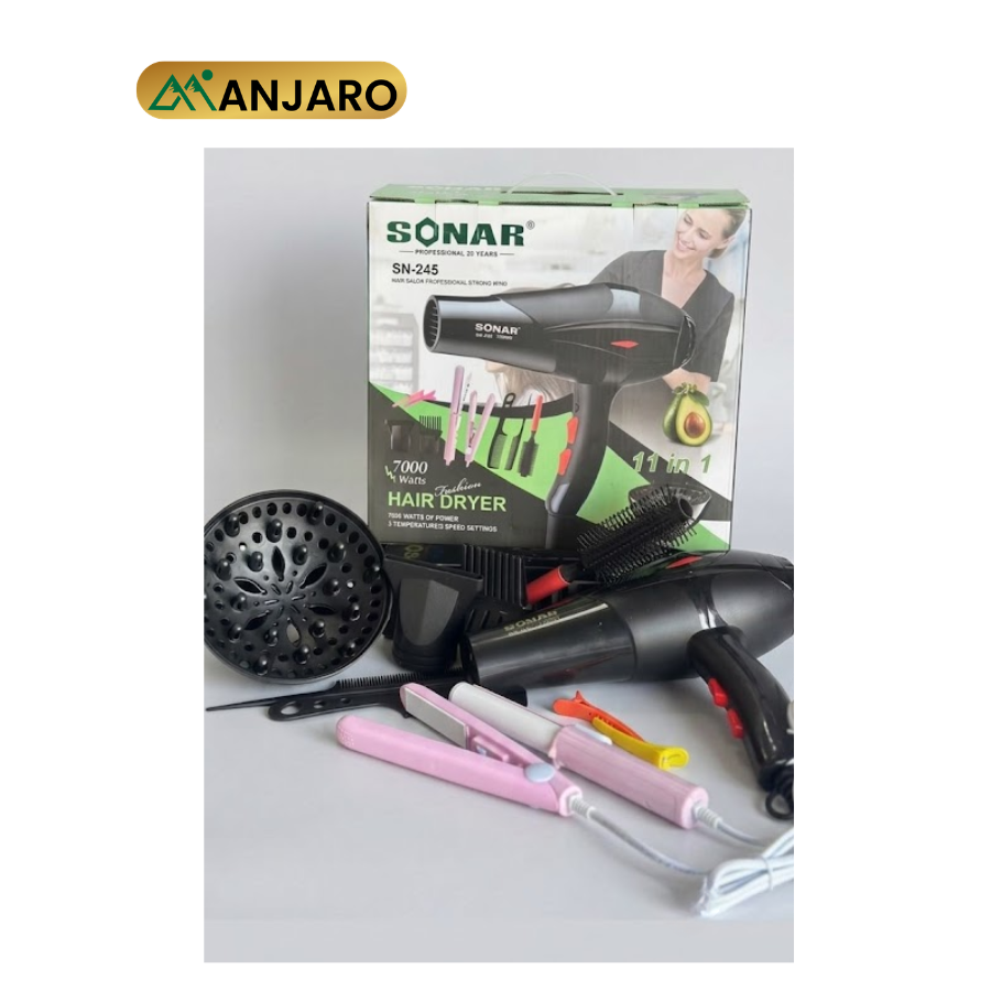 Sonar SN-245 Hair Dryer – 11 in 1 Professional Hair Blow Dryer Set for Styling & Salon Use