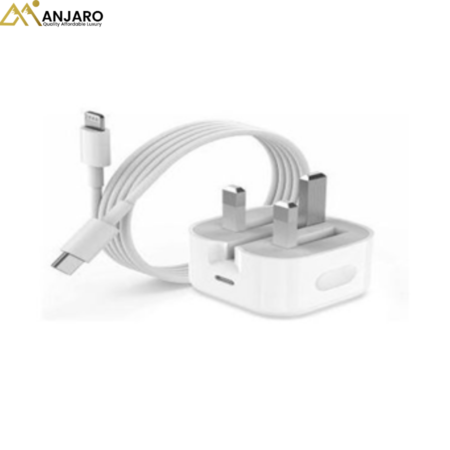 20W Fast Charger Head with Type-C to Lightning Cable – White Power Adapter Set