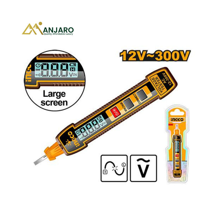 Ingco Digital Test Pencil – AC 12–300V Voltage Tester with LCD Display HSDT33001