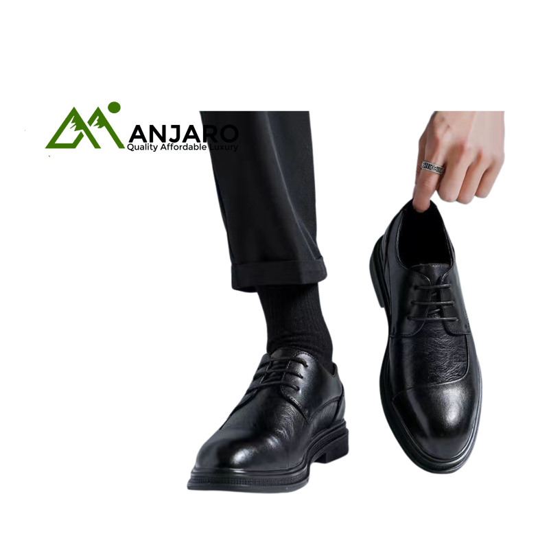 Casual Soft Sole Plus Size Genuine Leather Men’s Formal Loafers – Lightweight & Slip-Resistant Lace-Up Shoes