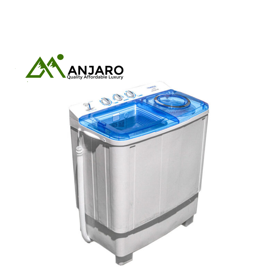 Nasco Semi-Automatic Twin Tub Washing Machine - White & Blue (Energy Efficient)