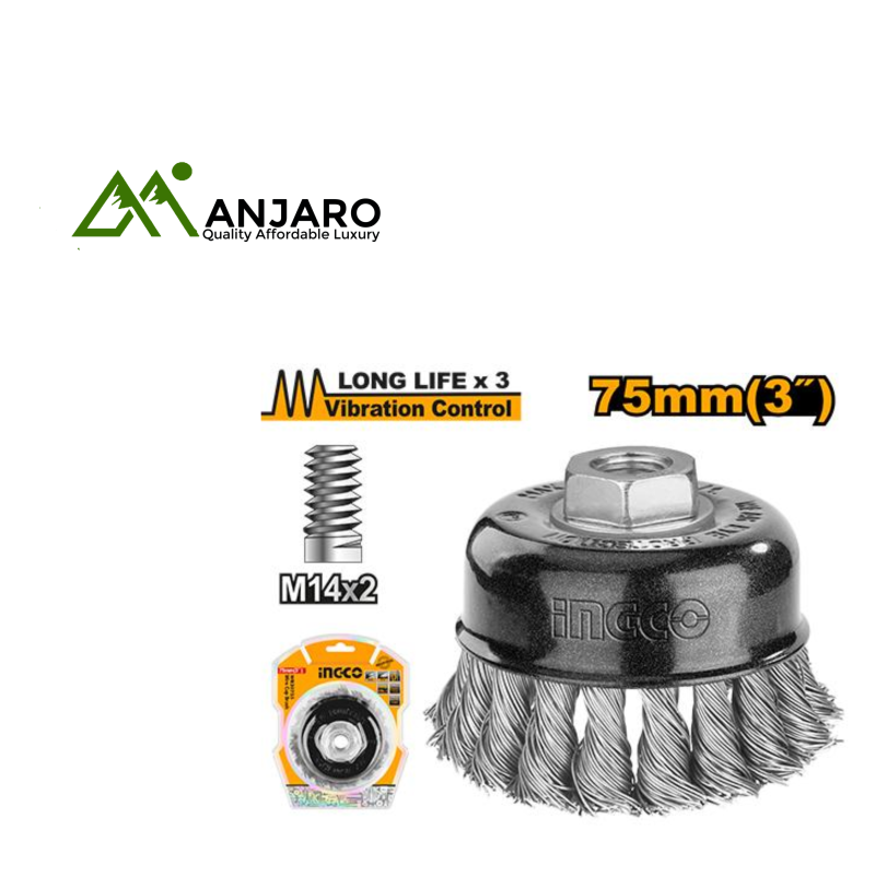 WB20755 Wire Cup Brush 75mm (3") – M14 Thread, Heavy-Duty Steel Brush for Rust & Paint Removal