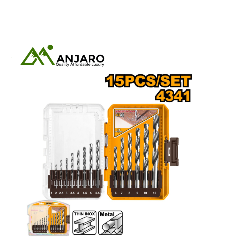 Ingco 15 Pcs 4341 HSS Drill Bit Set AKDL51506