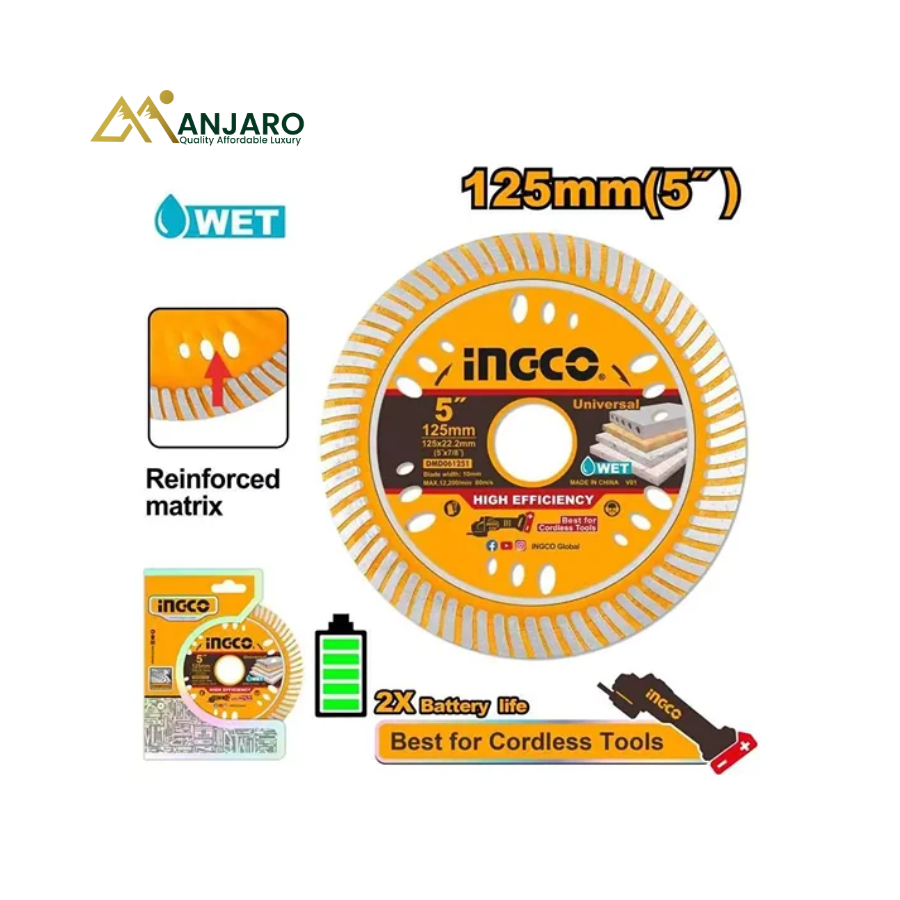 Ingco Ultrathin Diamond Cutting Disc 125mm for Marble & Concrete DMD061251