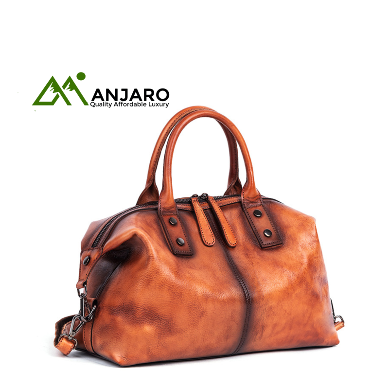 Women's Genuine Cowhide Leather Crossbody Shoulder Bag – Retro Soft Tote Handbag with Large Capacity & Zipper Closure