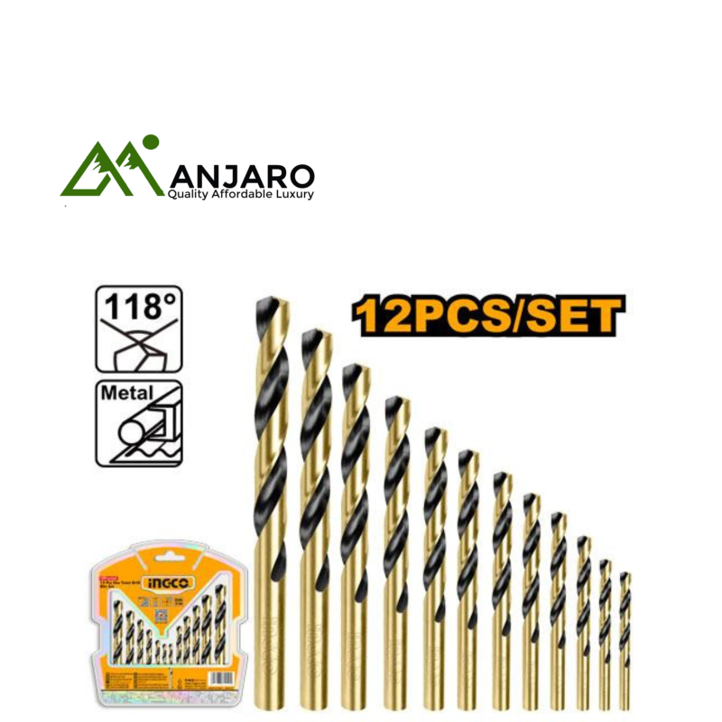 Ingco AKDB1125 12 Pcs HSS twist drillbits set