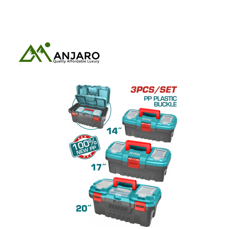 Total 3 Pcs plastic tool boxes set TPBXK0031