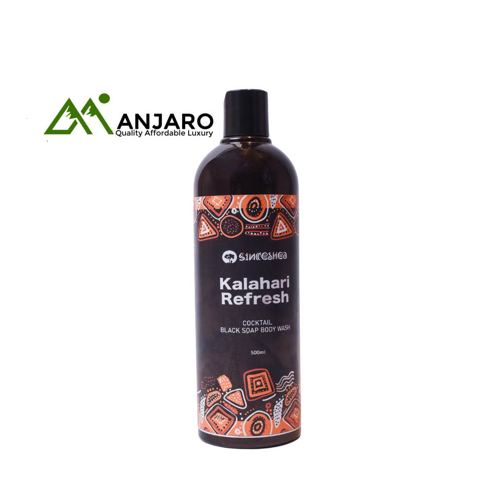 Kalahari Refresh Black Soap Body Wash – 500ml Natural Hair & Body Cleanser with Fruity Citric Oils