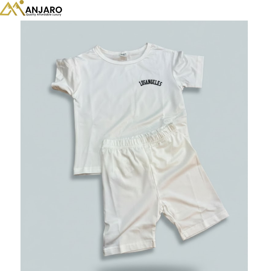 Kids White “Los Angeles” T-Shirt & Shorts Set – 2/3/4 Years