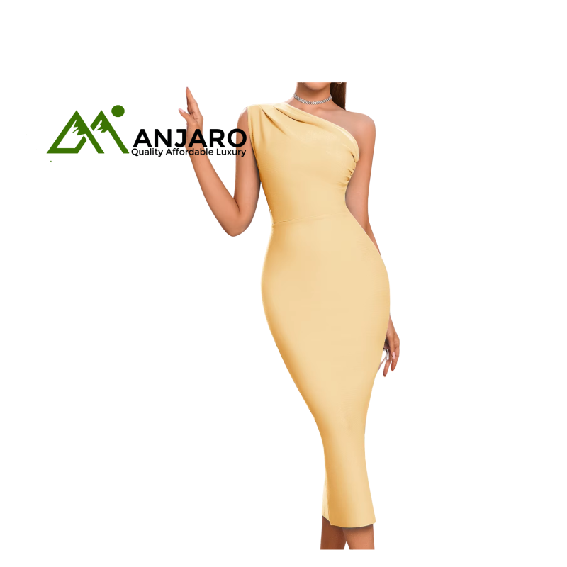 D&M One-Shoulder Bandage Evening Dress - Fashionable & Sexy Bodycon Midi Dress