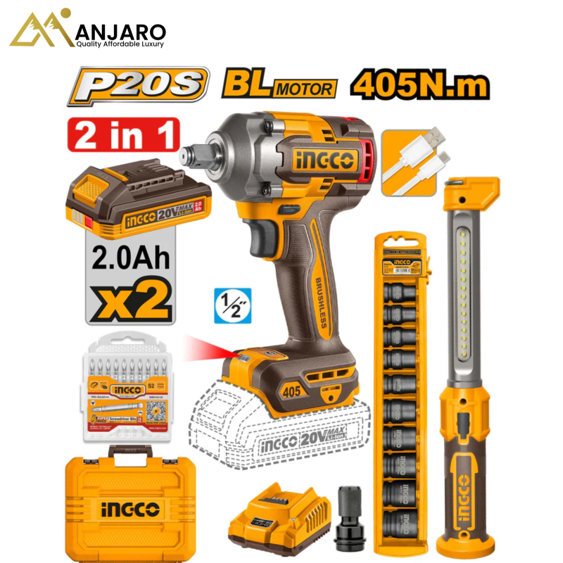 INGCO Cordless Combo Kit – 20V (2-Piece Set) COSLI23056