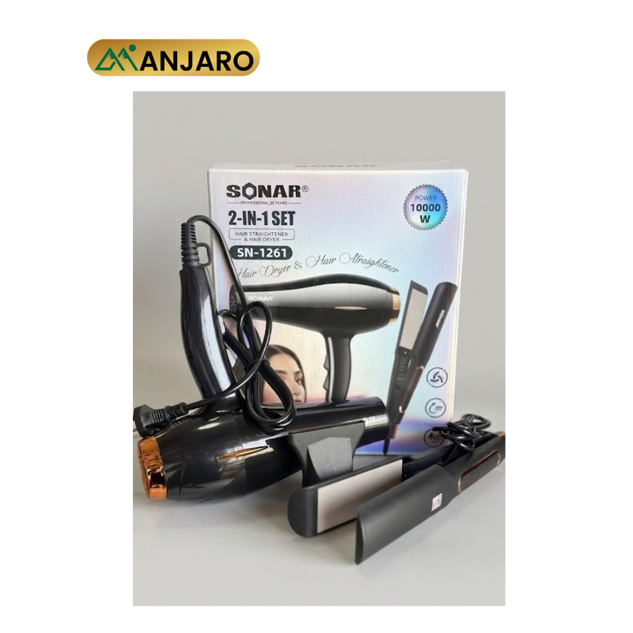 Sonar 2 in 1 Hair Styling Set SN-1261 – Hair Straightener & Curler Combo for Smooth Styling