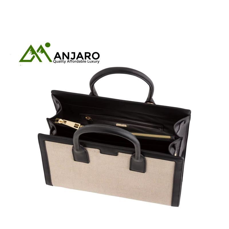 High Quality Canvas Luxury Women Handbag – Classic PU Leather Purse with Gold Hardware & Detachable Strap