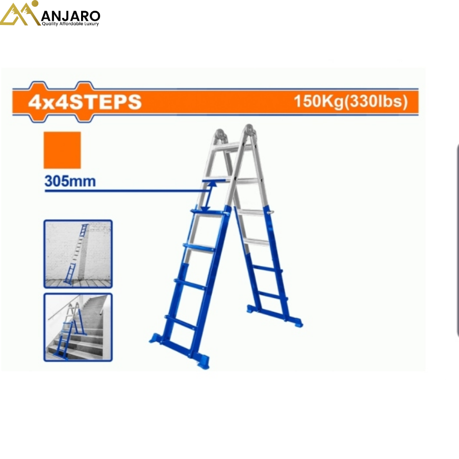 Wadfow Multi-Purpose Steel & Aluminum Ladder – 4x4 Steps WLD7H16