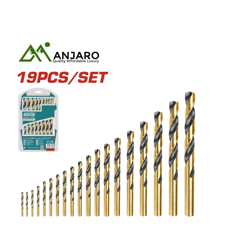 Total– 19 Pcs HSS Twist Drill Bits Set TAKSDB9195