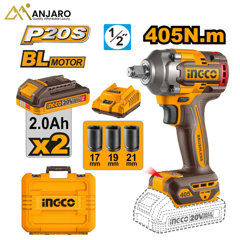 INGCO Brushless Cordless Impact Wrench – 20V  CIWLI2045