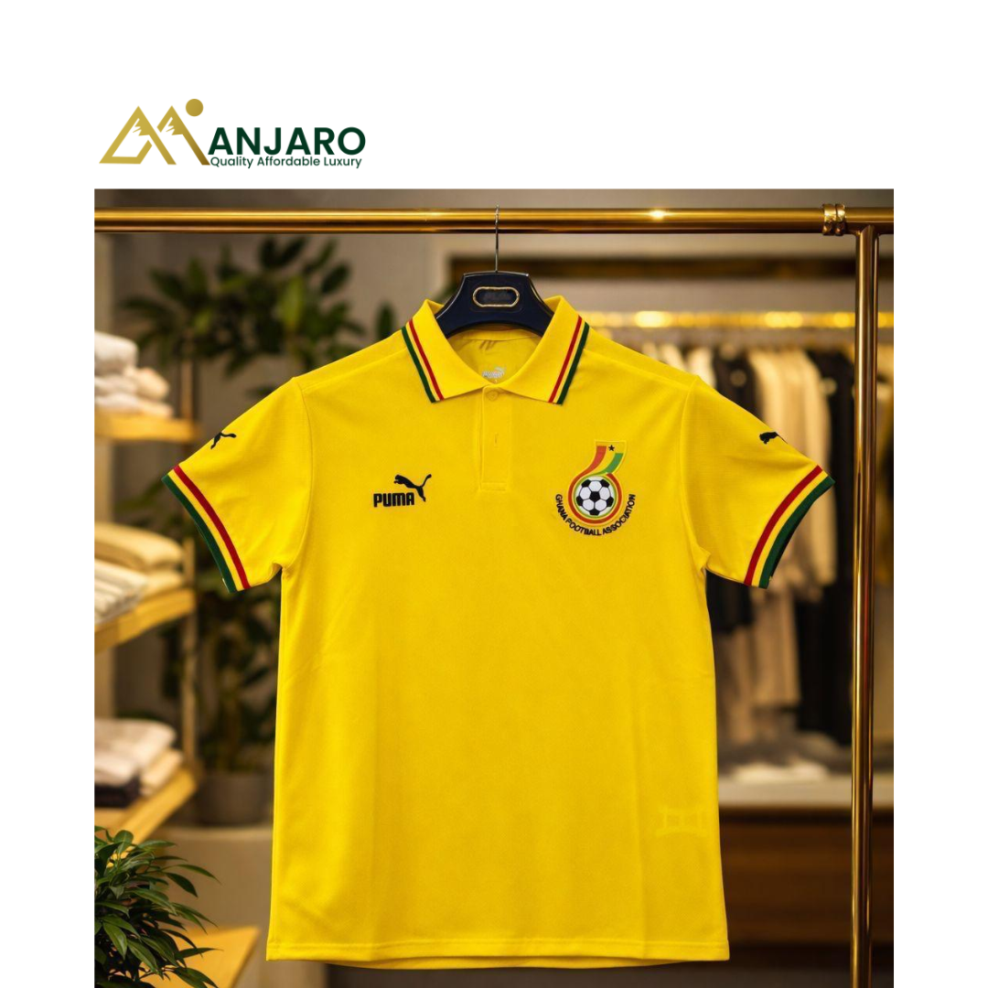 Ghana Black Stars Club Tee Jersey – Yellow | Premium Football Supporter Polo Shirt, Breathable & Lightweight