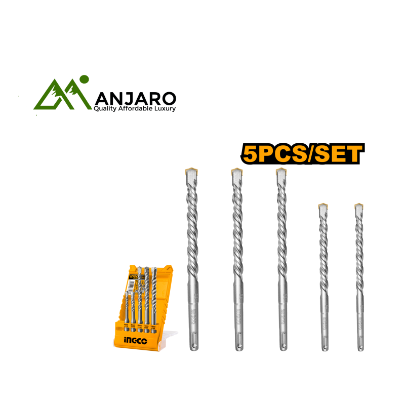 AKD2052 5 Pcs SDS Plus Hammer Drill Bits Set – High-Strength Carbide Tips for Masonry & Concrete (6–12mm)