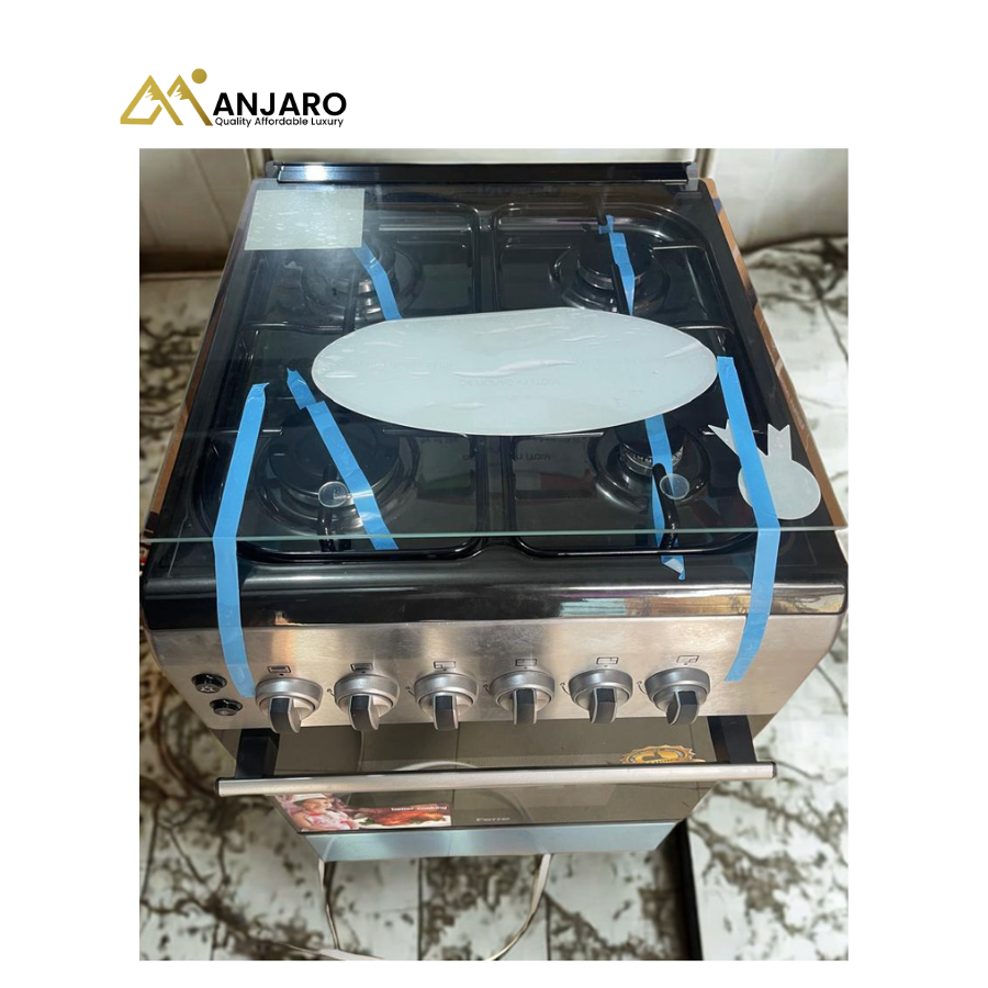 Volcano Ferre 50x60 Gas Cooker – New Line, 4 Burners, Gray & Black, Durable & Efficient