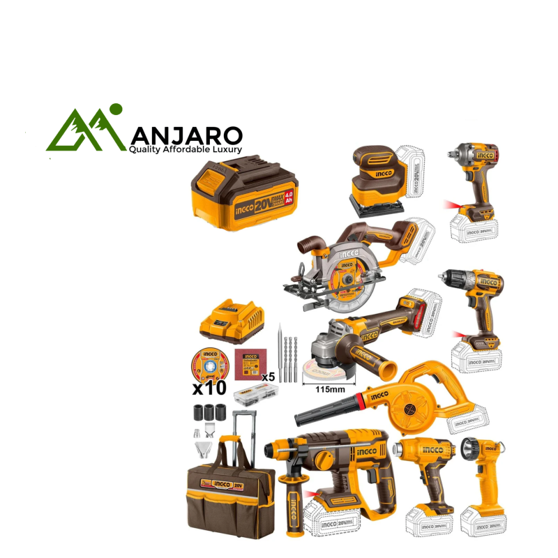 COSLI250381 9-Piece 20V Cordless Industrial Power Tool Combo Kit – Heavy-Duty Brushless Design for Professional Use