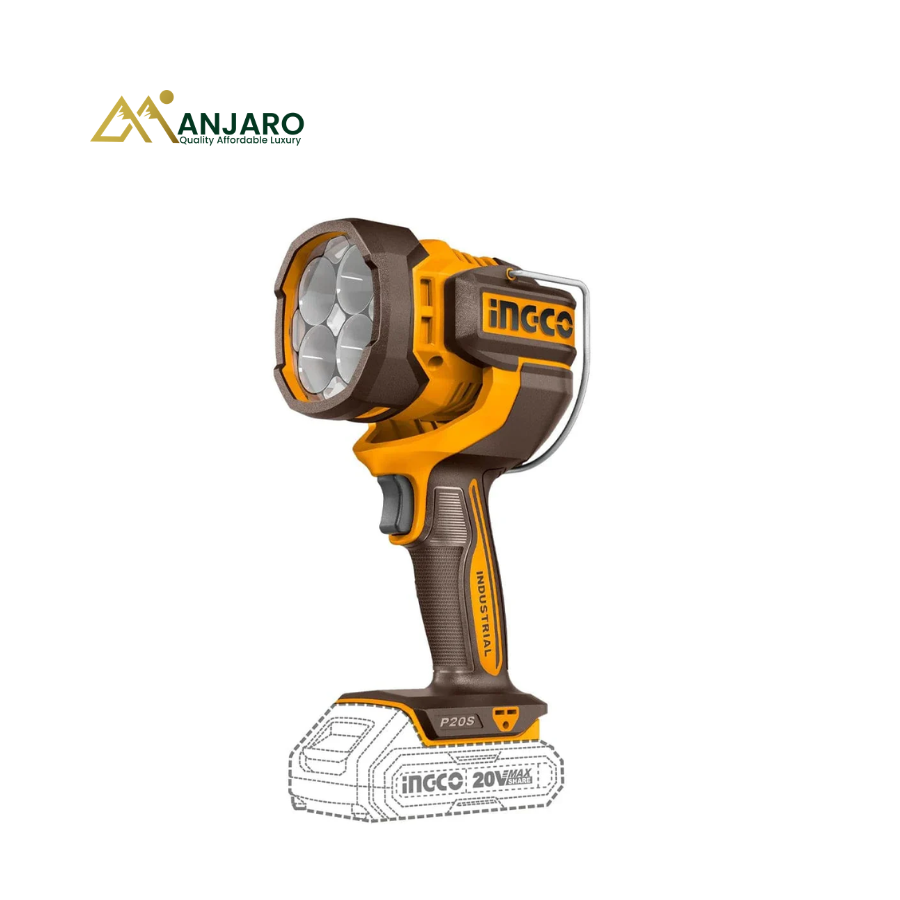 Ingco Cordless Work Lamp  – 22.5W LED Jobsite Light with Dual 2.0Ah Batteries – 20V CWLI20887