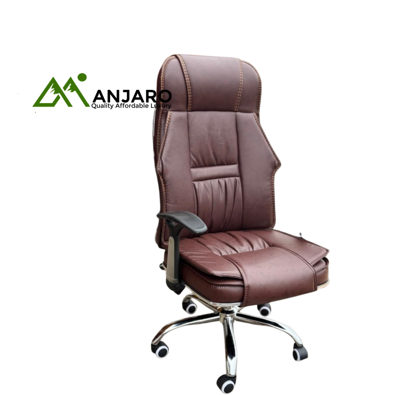 Ergonomic Executive Office Chair – High-Back Swivel, Adjustable Armrests, Premium Leather Comfort