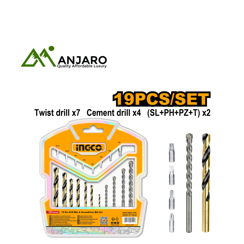 Ingco 19-Piece Drill & Screwdriver Bits Set AKSDB1901