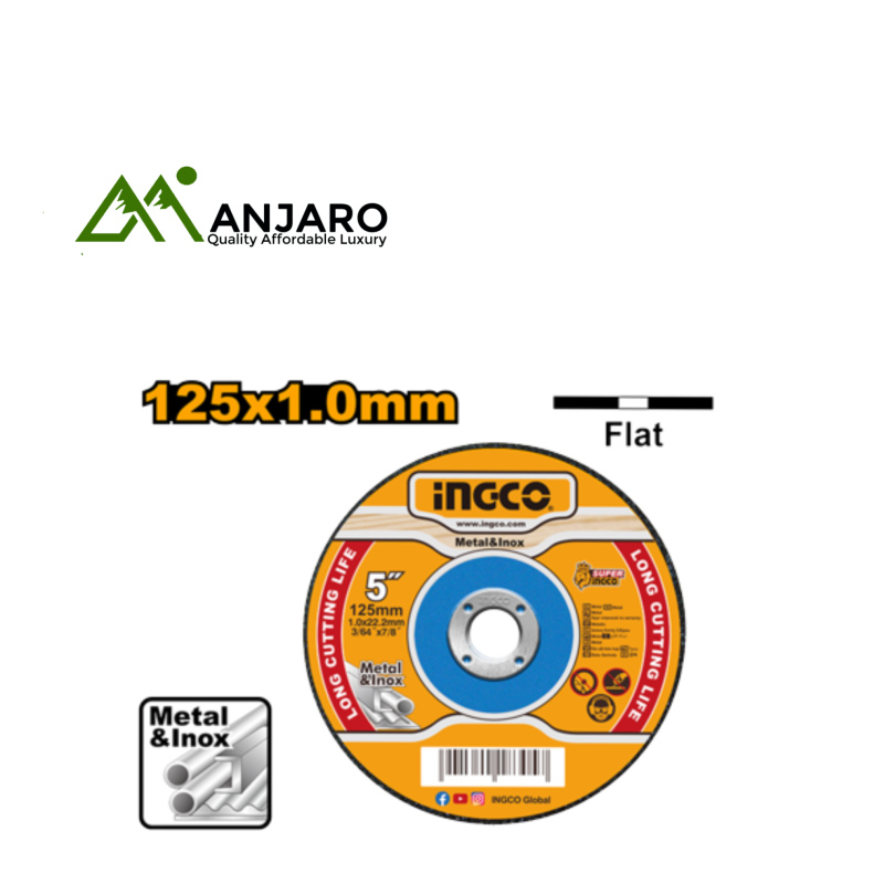 Ingco Abrasive Metal Cutting Disc – 125mm x 1.0mm x 22.2mm MCD101251